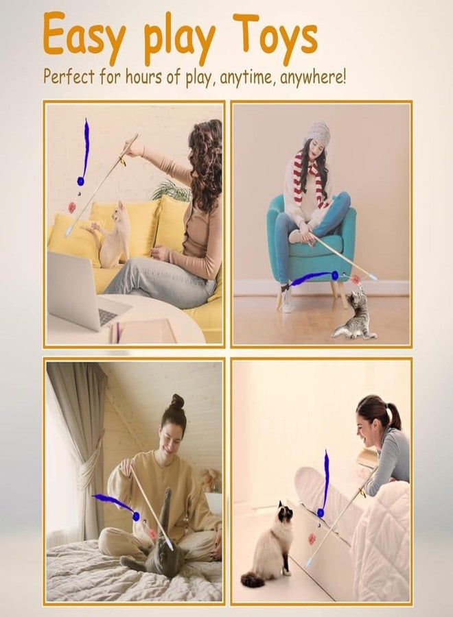 KittuPet لعبة كيتو بيت للحيوانات الأليفة، عصا مرحة لإثارة القطط، عصا تفاعلية مرحة للقطط، لون عشوائي، خشبية، عبوة من قطعتين - Image 5